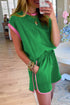 Contrast Trim Cable Textured Shorts Set